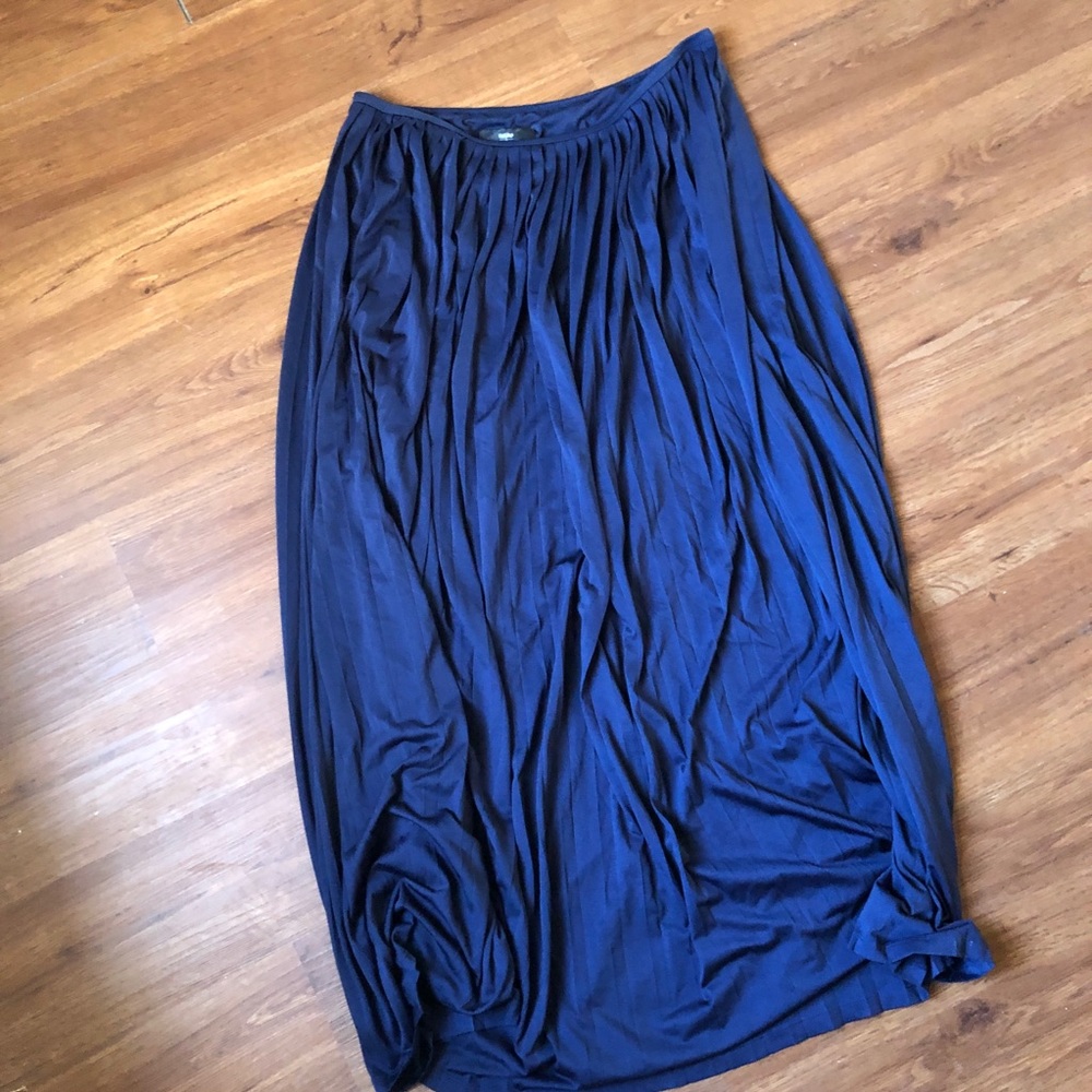 Navy Pleated Maxi Skirt